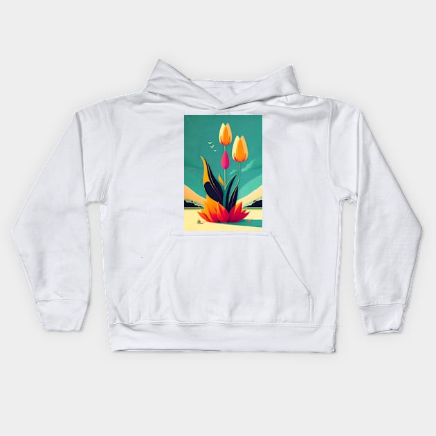 Tulips Kids Hoodie by ArtFactoryAI